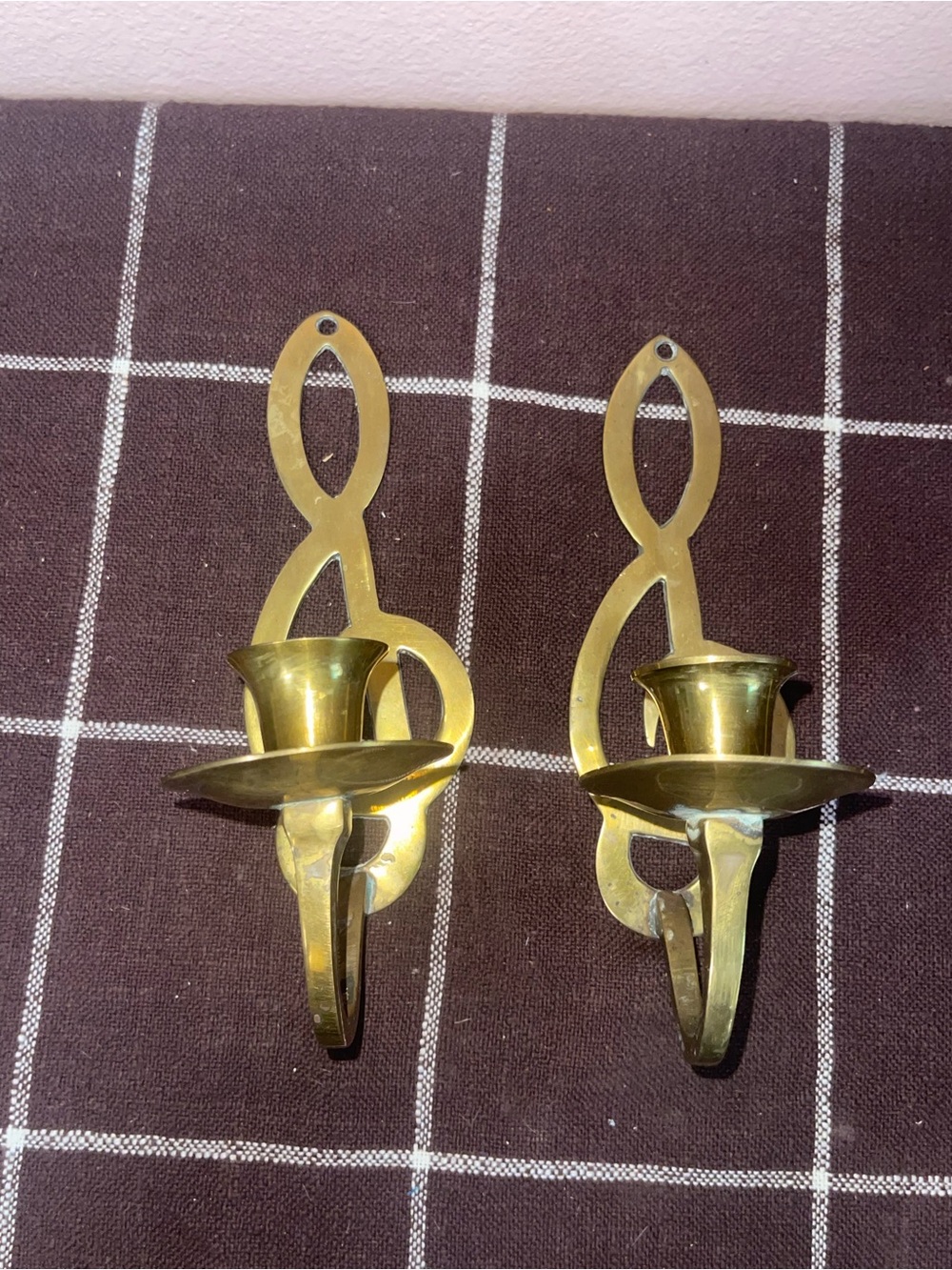 Vintage Olee Brass Music Note Wall Sconces – Pair – Made in India